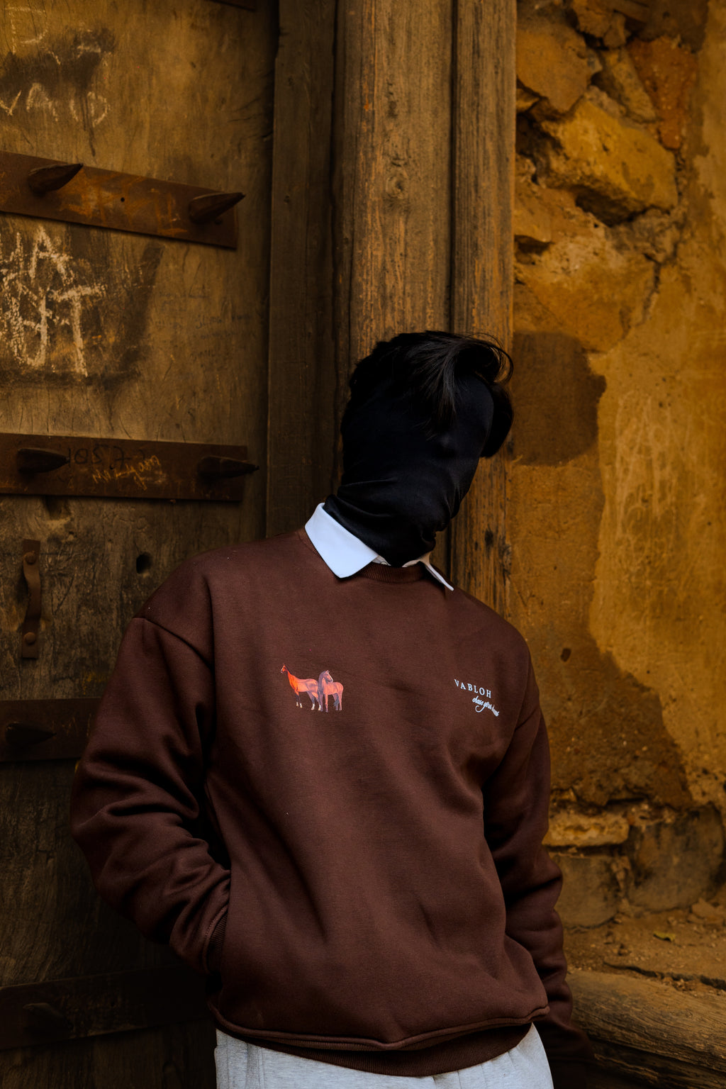 DROP-SHOULDER COTTON FLEECE SWEATSHIRT