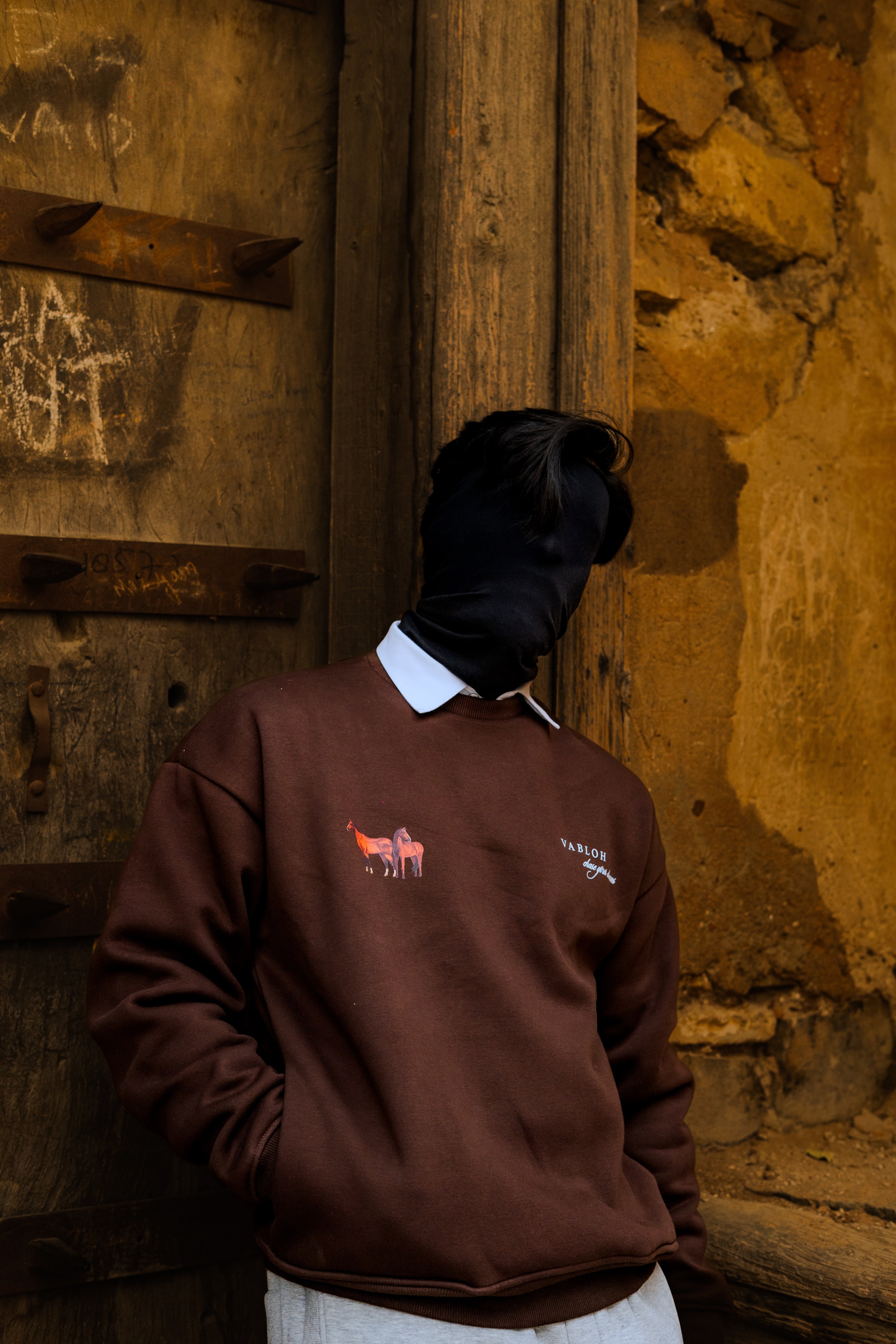 DROP-SHOULDER COTTON FLEECE SWEATSHIRT