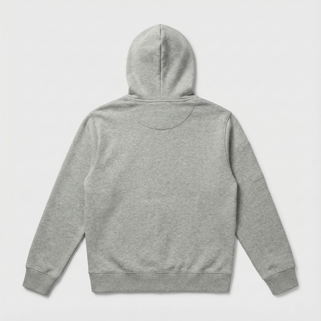 TWO WAY ZIP-THROUGH COTTON FLEECE HOODIE