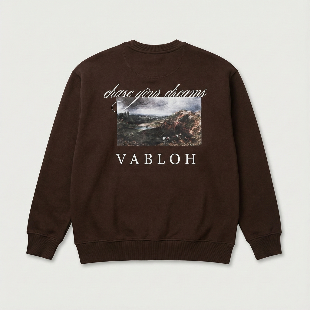 DROP-SHOULDER PRINTED COTTON FLEECE SWEATSHIRT