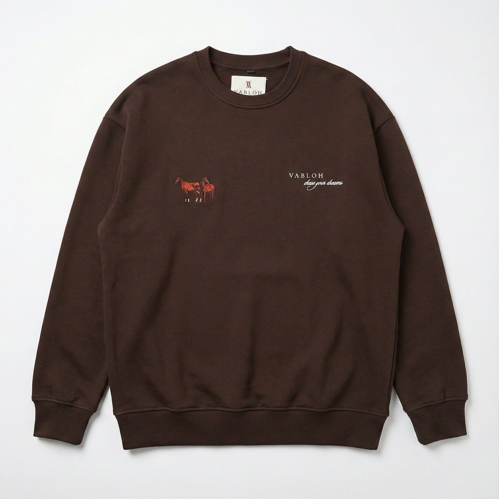 DROP-SHOULDER PRINTED COTTON FLEECE SWEATSHIRT