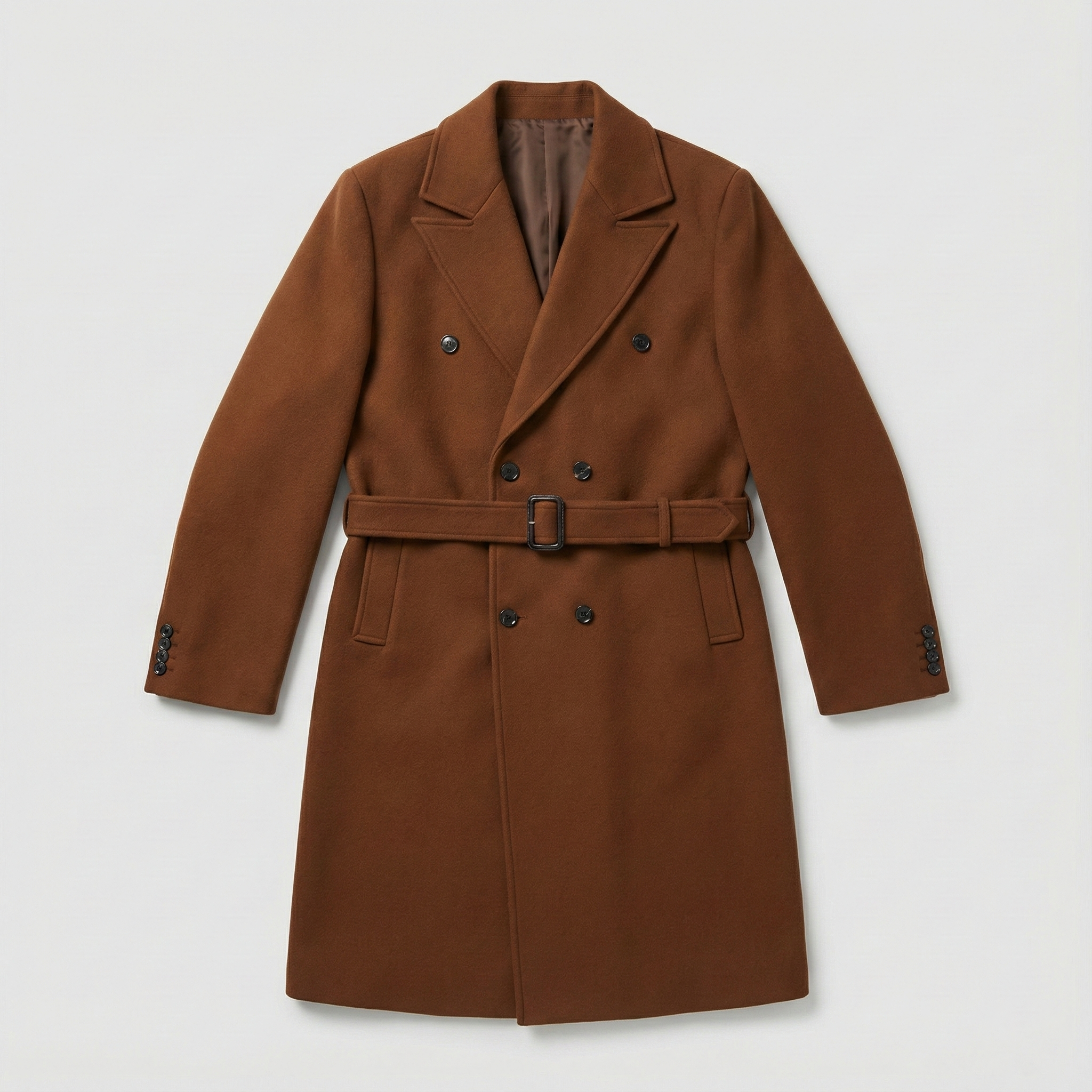 WINDSOR TAN DOUBLE-BREASTED WOOL OVERCOAT