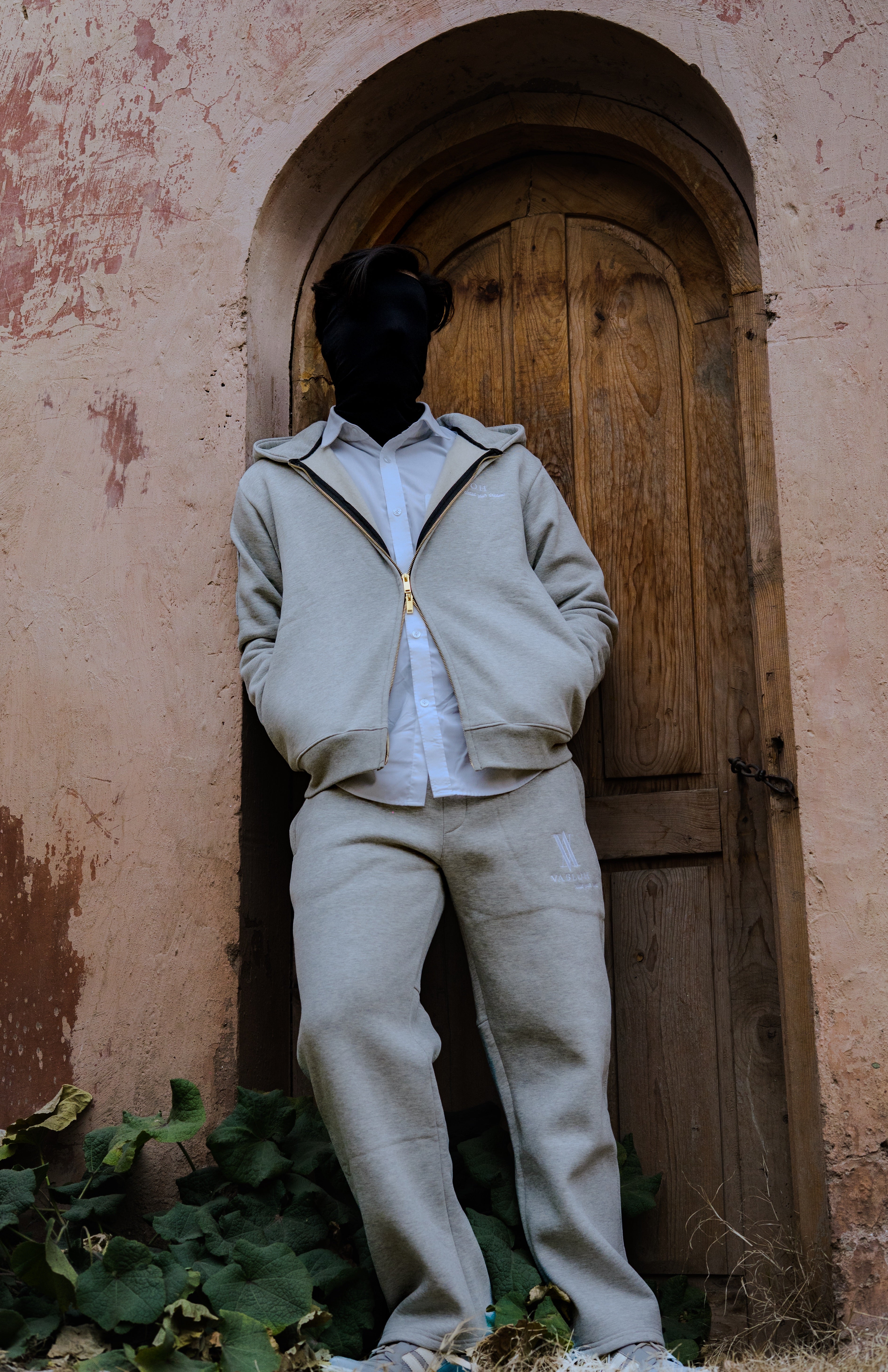 TWO WAY ZIP-THROUGH COTTON FLEECE HOODIE