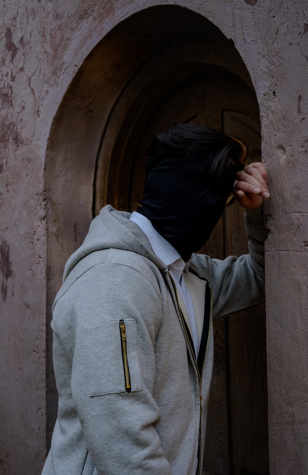 TWO WAY ZIP-THROUGH COTTON FLEECE HOODIE