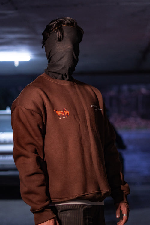 DROP-SHOULDER PRINTED COTTON FLEECE SWEATSHIRT