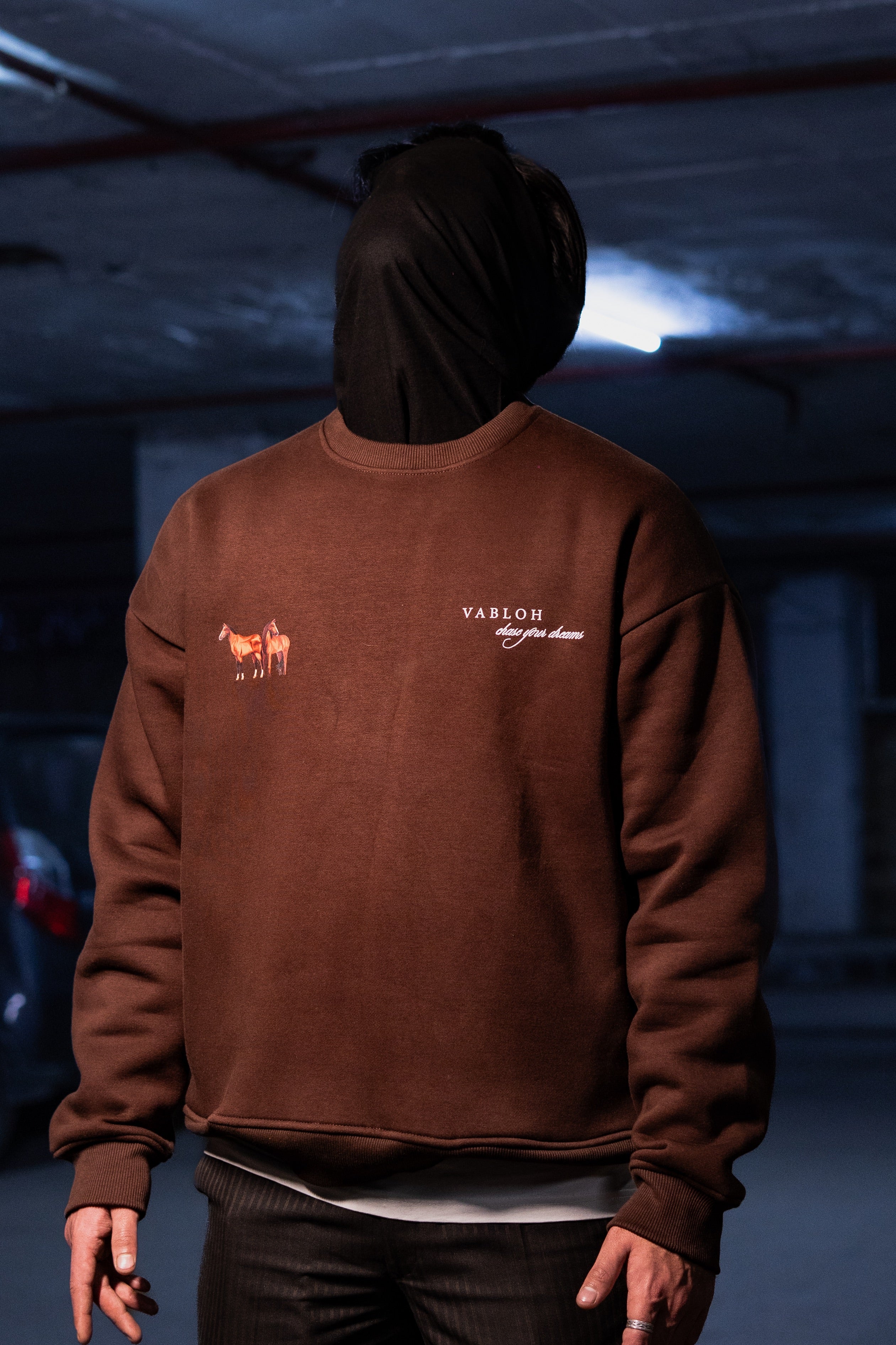 DROP-SHOULDER PRINTED COTTON FLEECE SWEATSHIRT