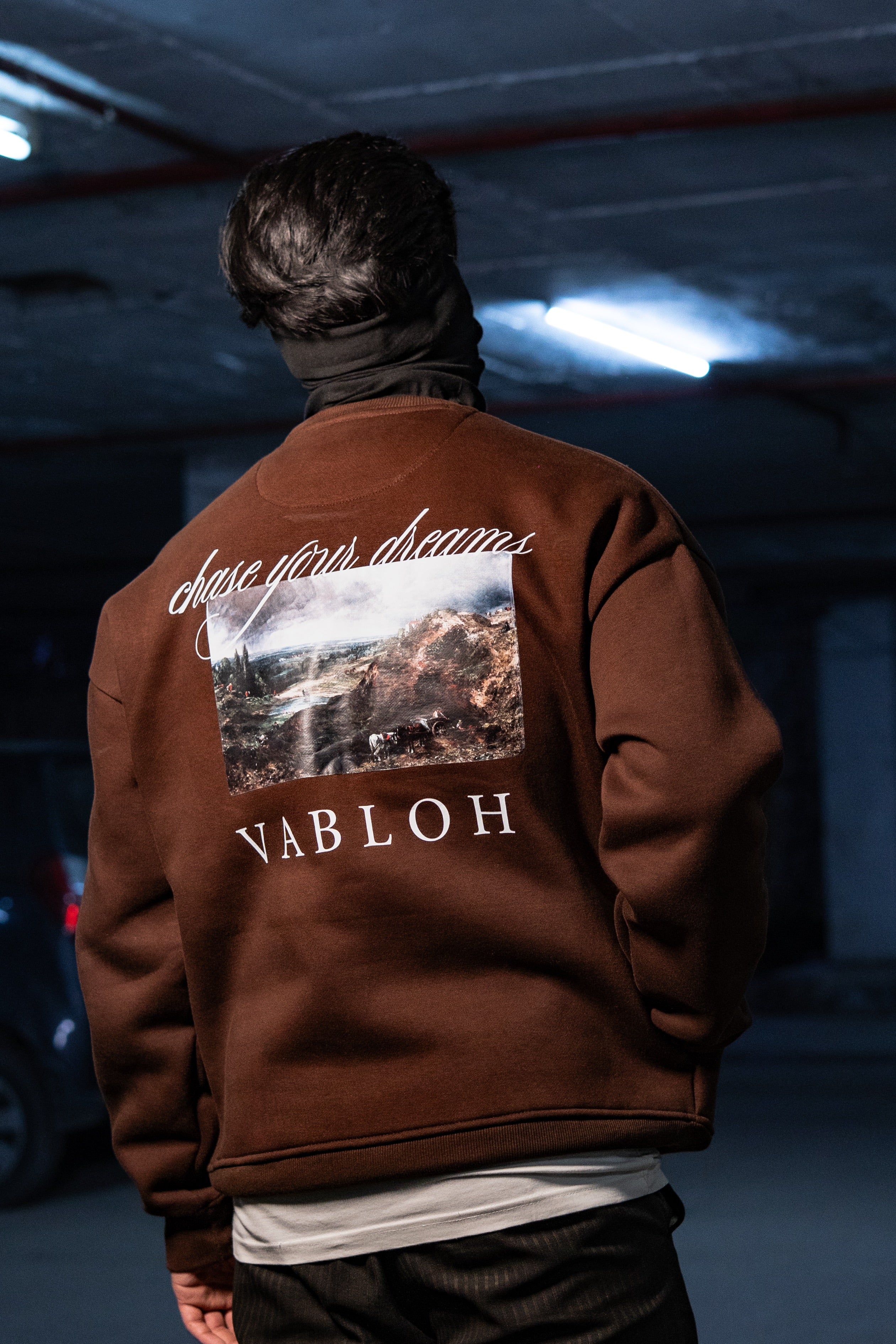 DROP-SHOULDER PRINTED COTTON FLEECE SWEATSHIRT