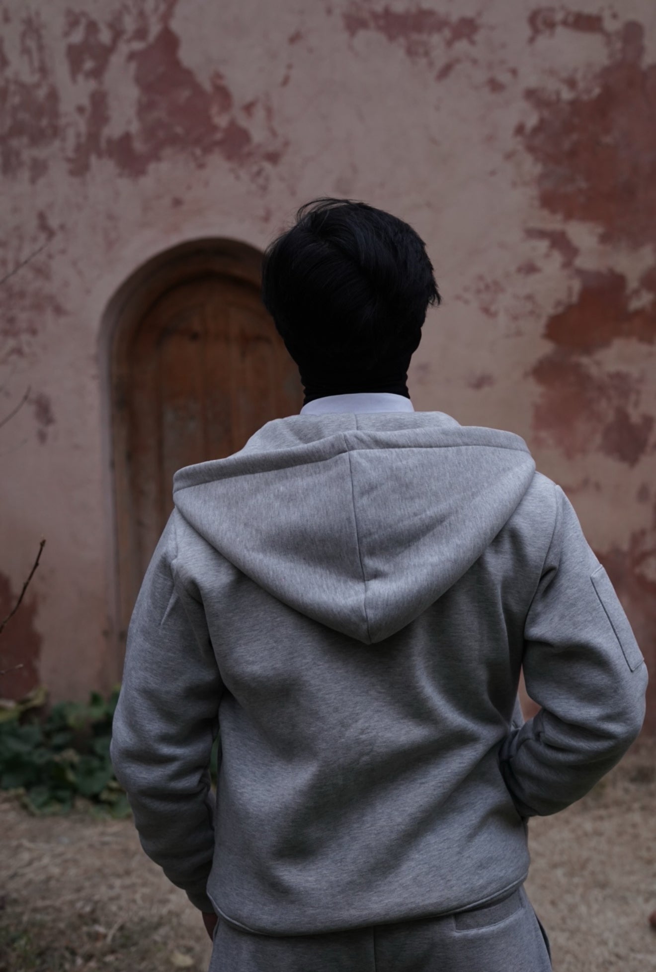 TWO WAY ZIP-THROUGH COTTON FLEECE HOODIE