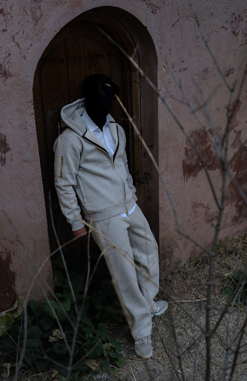 TWO WAY ZIP-THROUGH COTTON FLEECE HOODIE