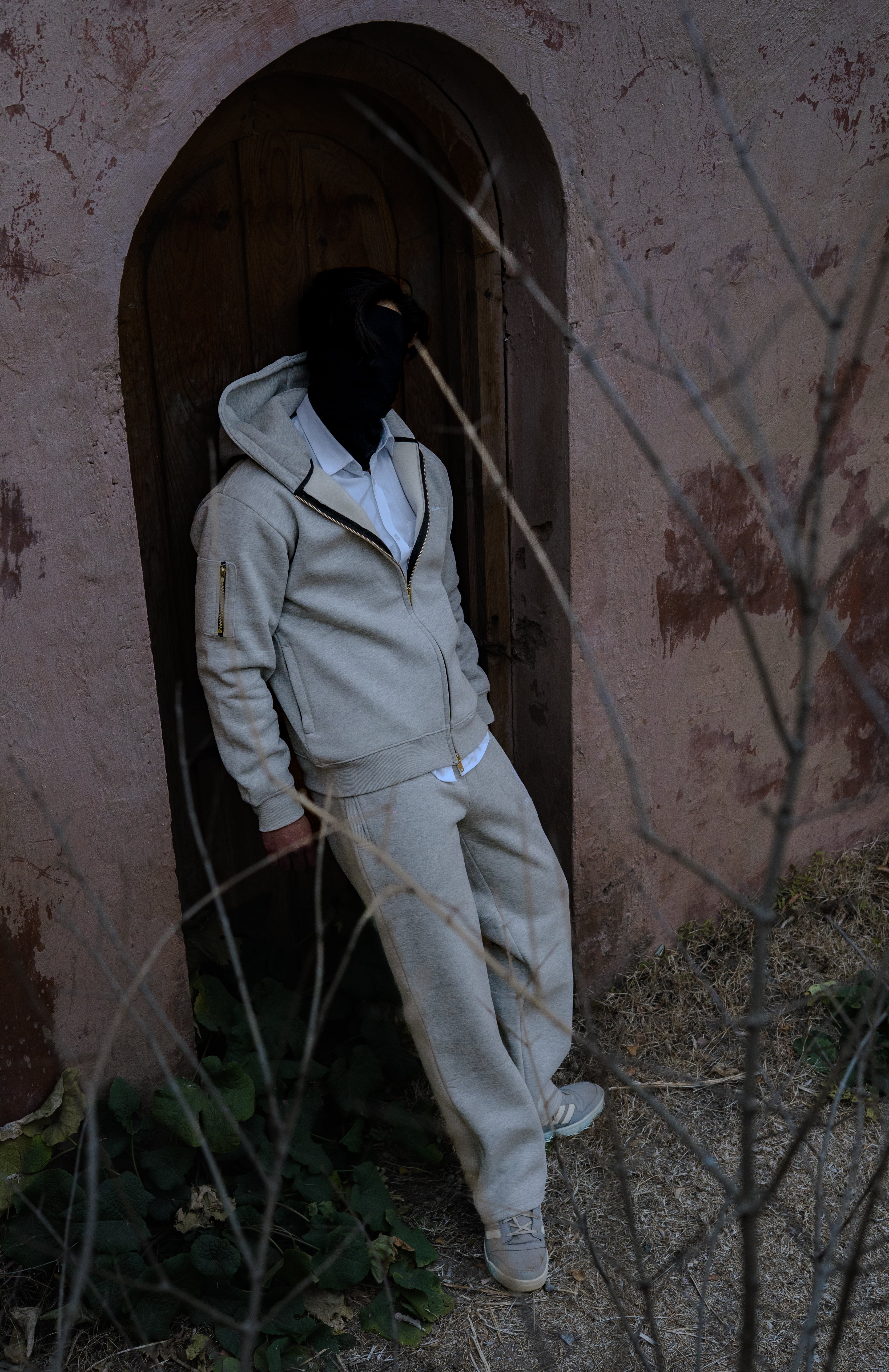 TWO WAY ZIP-THROUGH COTTON FLEECE HOODIE