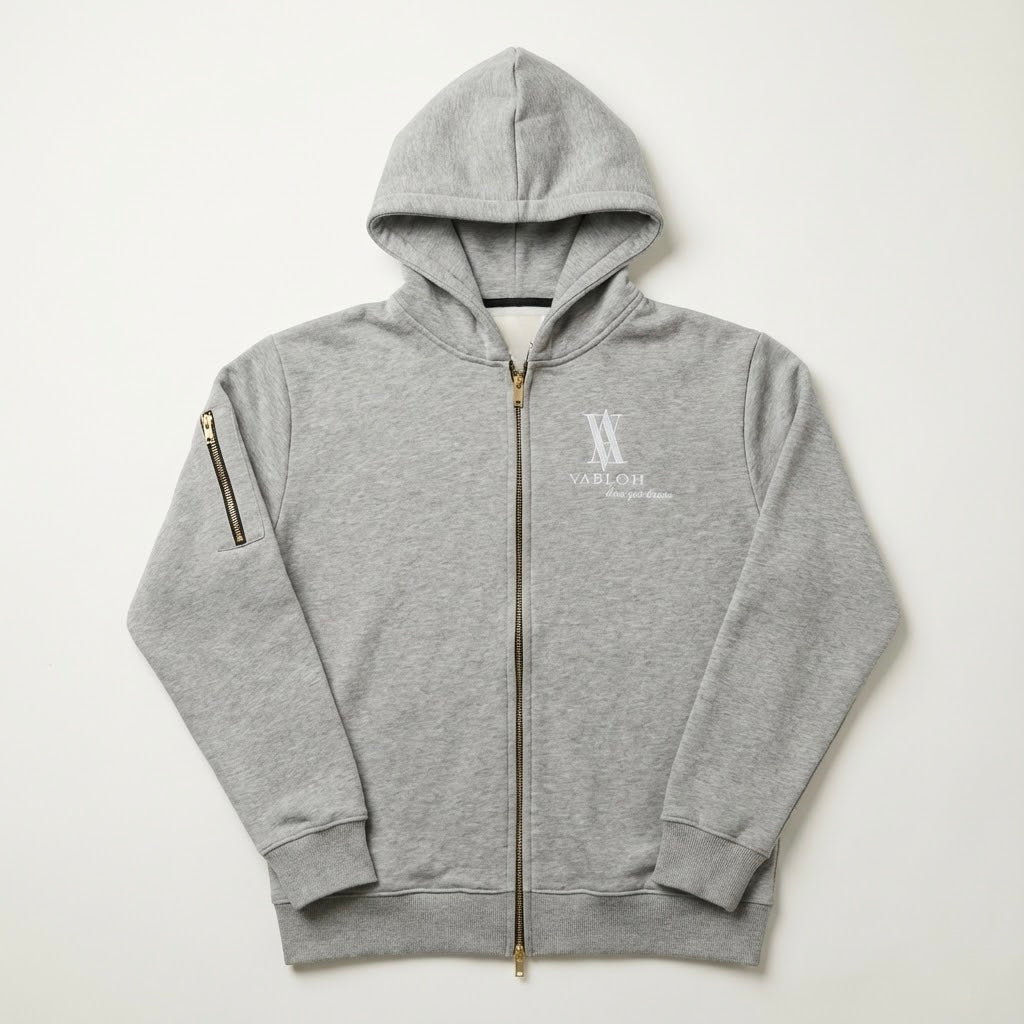 TWO WAY ZIP-THROUGH COTTON FLEECE HOODIE
